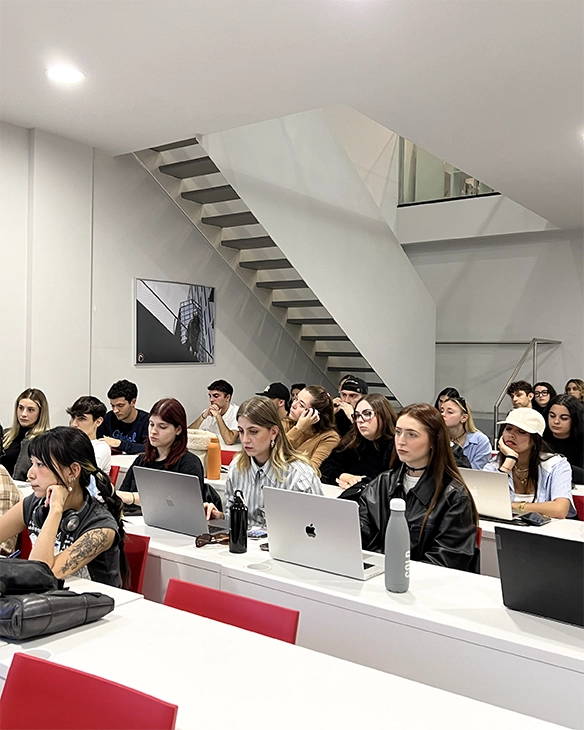 Students attending the Career Day with BasicNet.