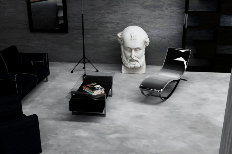 featured-livingmatters-business render di un concept multibrand store con interni grigi